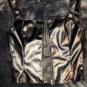 Faux leather crop top